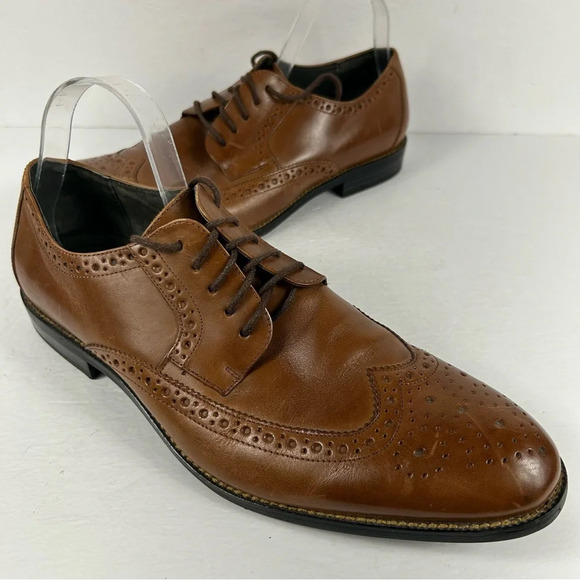 Stacy Adams GARRISON 24916-221 Mens Cognac Tan Leather Oxford Dress Shoes 12 - Picture 7 of 9